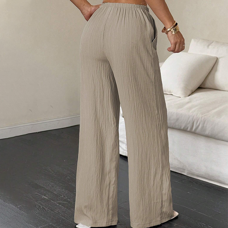 👖 60% RABATT! ✨ Mångsidiga Enfärgade Byxor med Vida Ben – Bekväm passform, Tidlös stil & Lätt att kombinera 💫