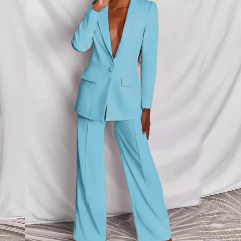 👚👖 50% RABATT! | Elegant Damset med Kavaj & Vida Byxor – Klassisk Blazer & Mångsidiga Färger!
