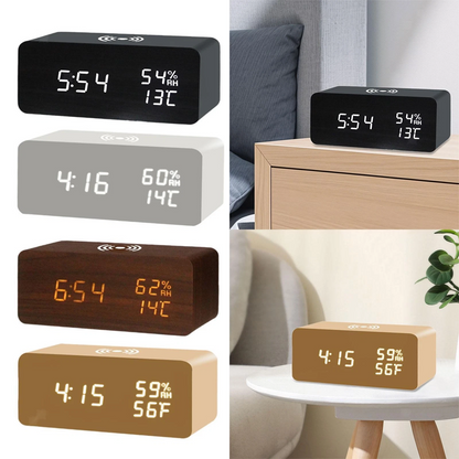 ⏰📱 50% RABATT! | LED Digitalväckarklocka med Trådlös Laddning – Temperatur, 3 Alarm & Justerbar Ljus!