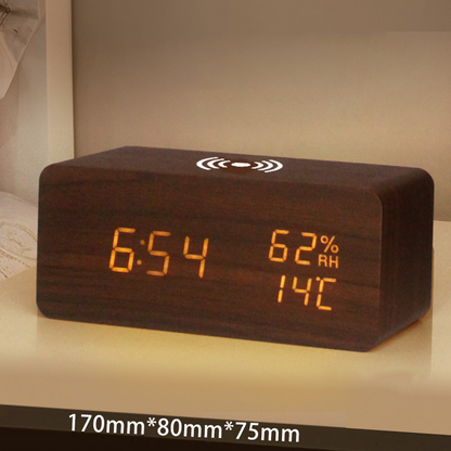 ⏰📱 50% RABATT! | LED Digitalväckarklocka med Trådlös Laddning – Temperatur, 3 Alarm & Justerbar Ljus!