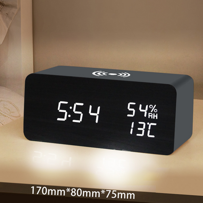 ⏰📱 50% RABATT! | LED Digitalväckarklocka med Trådlös Laddning – Temperatur, 3 Alarm & Justerbar Ljus!