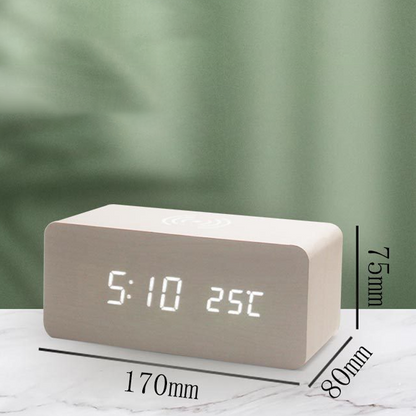 ⏰📱 50% RABATT! | LED Digitalväckarklocka med Trådlös Laddning – Temperatur, 3 Alarm & Justerbar Ljus!