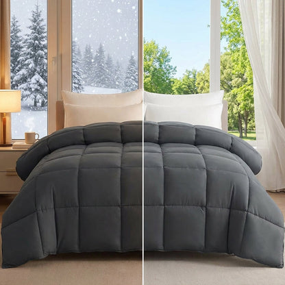 Lätt & Andningsbart Quiltat Täcke – Dunalternativ, Box-Sömmar, Allergivänligt & Maskintvättbart, 5 Färger 🛏️☁️