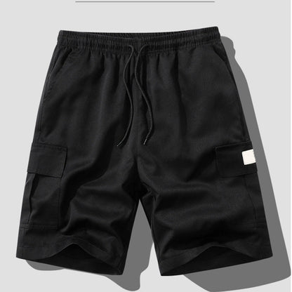 Mäns Casual Cargo Shorts med elastisk midja