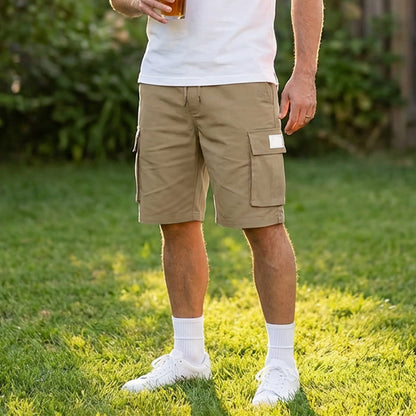 Mäns Casual Cargo Shorts med elastisk midja