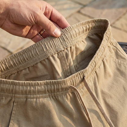 Mäns Casual Cargo Shorts med elastisk midja