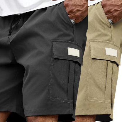 Mäns Casual Cargo Shorts med elastisk midja