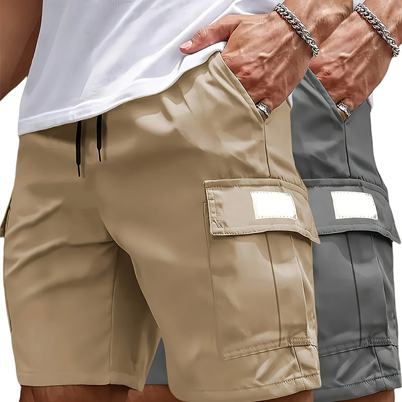 Mäns Casual Cargo Shorts med elastisk midja