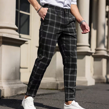 🔥Slim fit-byxor i rutigt tyg för herr
