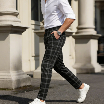 🔥Slim fit-byxor i rutigt tyg för herr