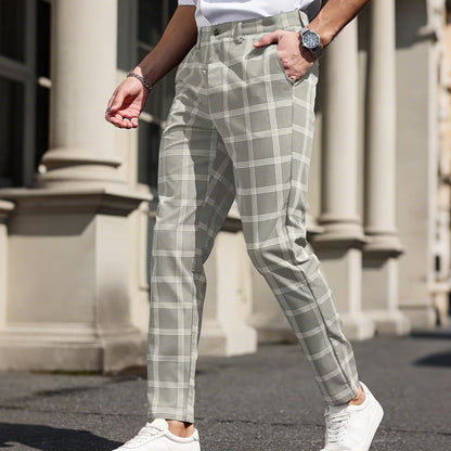 🔥Slim fit-byxor i rutigt tyg för herr