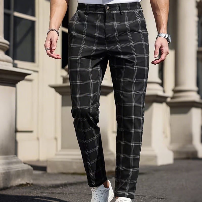 🔥Slim fit-byxor i rutigt tyg för herr