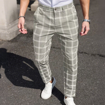 🔥Slim fit-byxor i rutigt tyg för herr