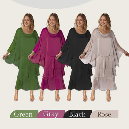 🌺Sommarrea 50% RABATT💐Elegant meshklänning med rund hals och blommönster