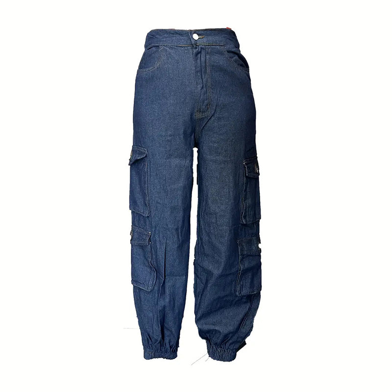 👖 60% RABATT! ✨ Högmidjade stretchiga joggingbyxor i denim – Smidig denim, Höftformande & Avslappnad passform 💙