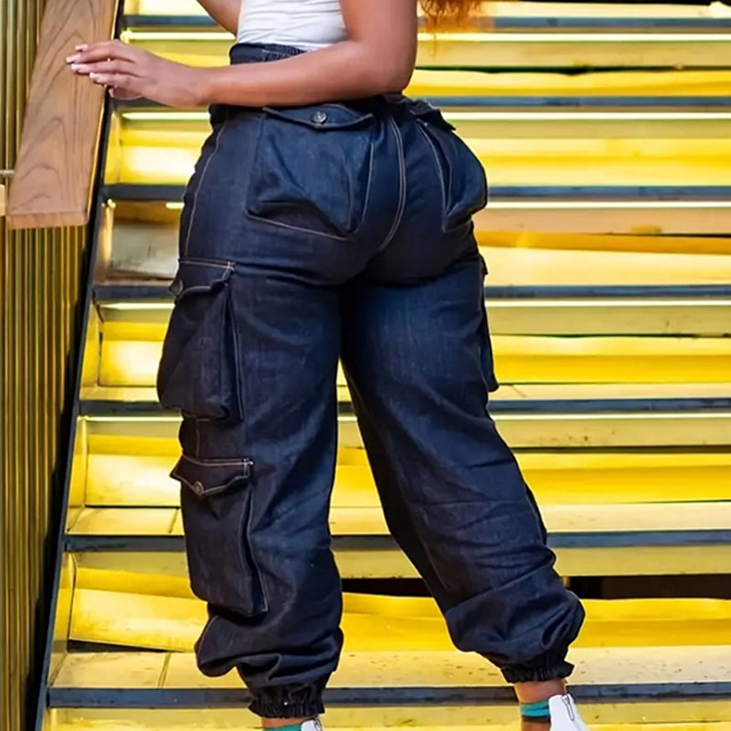 👖 60% RABATT! ✨ Högmidjade stretchiga joggingbyxor i denim – Smidig denim, Höftformande & Avslappnad passform 💙