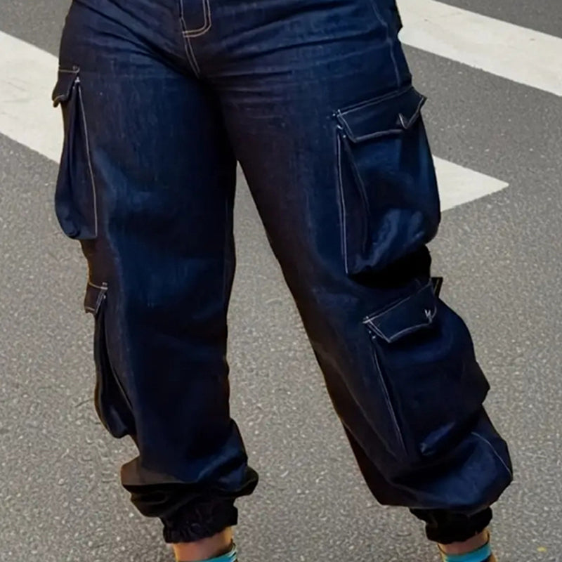 👖 60% RABATT! ✨ Högmidjade stretchiga joggingbyxor i denim – Smidig denim, Höftformande & Avslappnad passform 💙