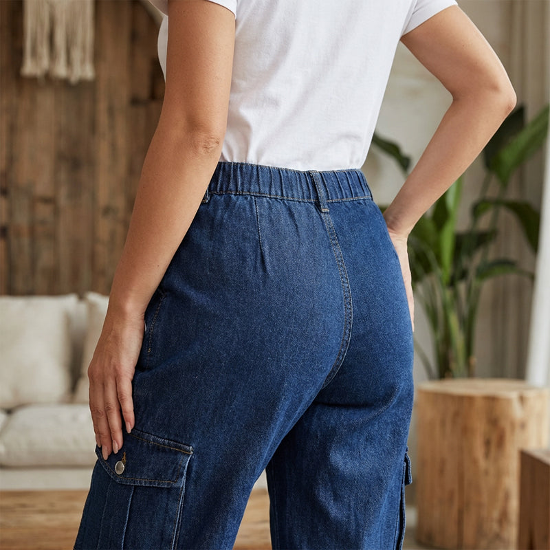 👖 60% RABATT! ✨ Högmidjade stretchiga joggingbyxor i denim – Smidig denim, Höftformande & Avslappnad passform 💙