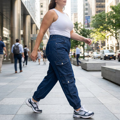 👖 60% RABATT! ✨ Högmidjade stretchiga joggingbyxor i denim – Smidig denim, Höftformande & Avslappnad passform 💙