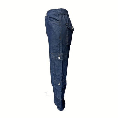 👖 60% RABATT! ✨ Högmidjade stretchiga joggingbyxor i denim – Smidig denim, Höftformande & Avslappnad passform 💙