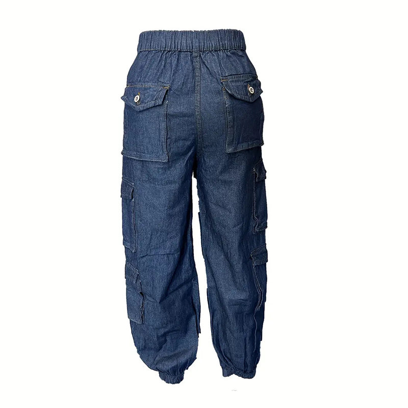 👖 60% RABATT! ✨ Högmidjade stretchiga joggingbyxor i denim – Smidig denim, Höftformande & Avslappnad passform 💙