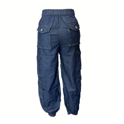 👖 60% RABATT! ✨ Högmidjade stretchiga joggingbyxor i denim – Smidig denim, Höftformande & Avslappnad passform 💙