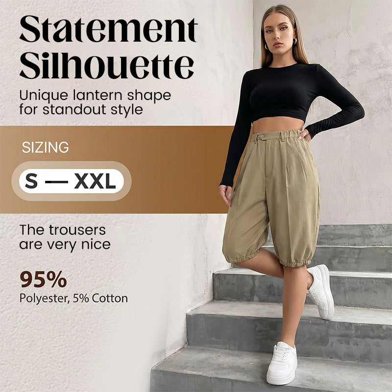 Högmidjade plisserade lanternshorts