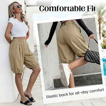 Högmidjade plisserade lanternshorts