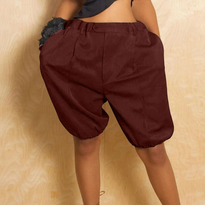 Högmidjade plisserade lanternshorts