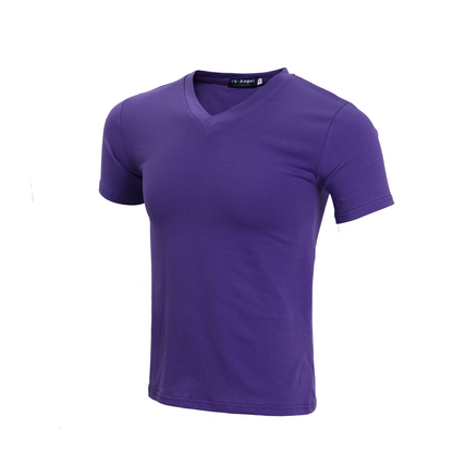 Unisex klassisk V-ringad kortärmad T-shirt i bomull