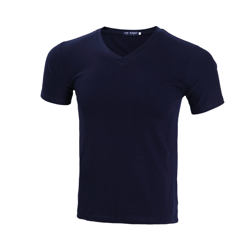 Unisex klassisk V-ringad kortärmad T-shirt i bomull