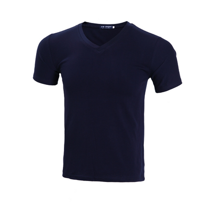 Unisex klassisk V-ringad kortärmad T-shirt i bomull