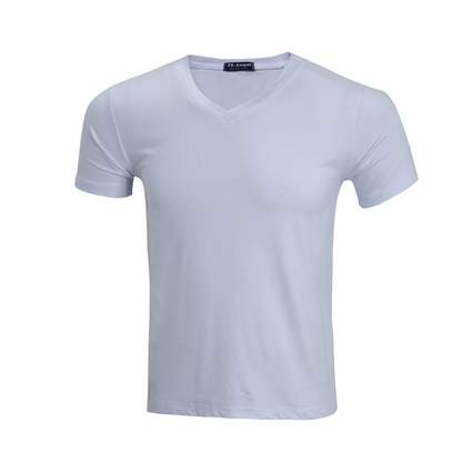 Unisex klassisk V-ringad kortärmad T-shirt i bomull