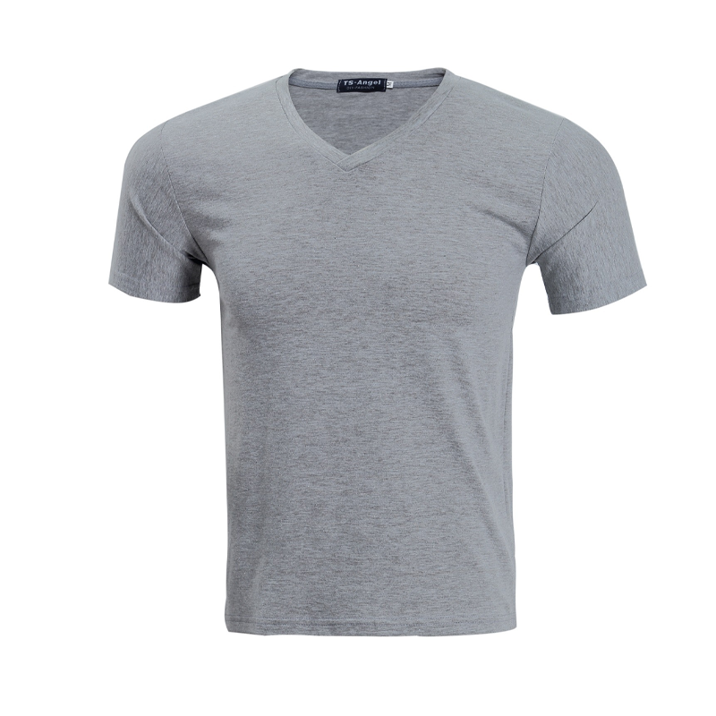 Unisex klassisk V-ringad kortärmad T-shirt i bomull