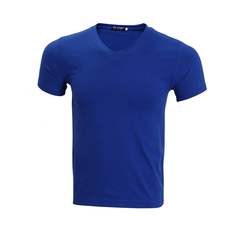Unisex klassisk V-ringad kortärmad T-shirt i bomull