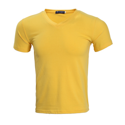 Unisex klassisk V-ringad kortärmad T-shirt i bomull
