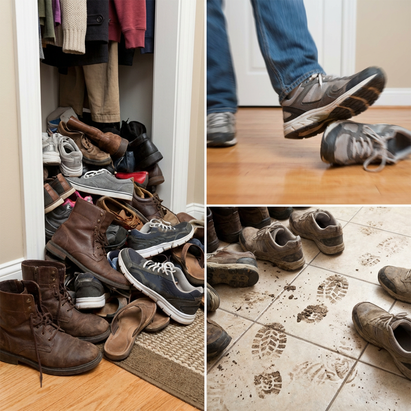 Vertikal shoe rack för ingång