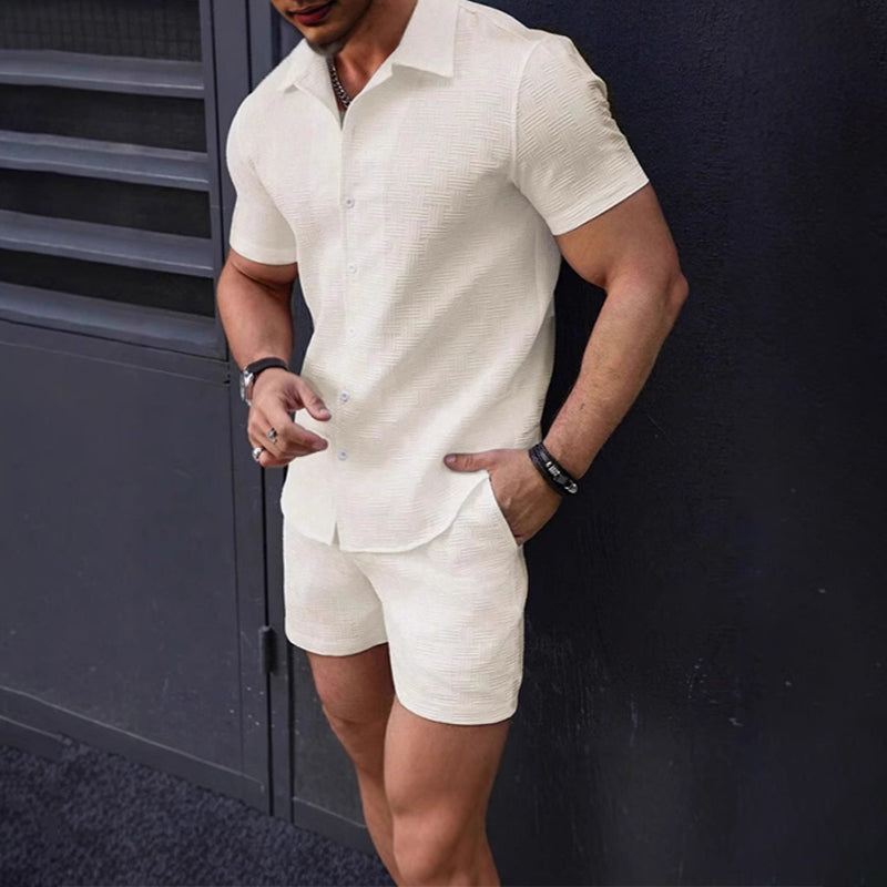👕 50% RABATT! 🩳 Matchande Skjorta & Shorts Set – Komplett Look, Bekväm Passform & Avslappnad Stil ☀️