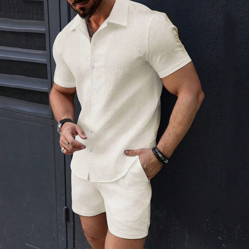 👕 50% RABATT! 🩳 Matchande Skjorta & Shorts Set – Komplett Look, Bekväm Passform & Avslappnad Stil ☀️