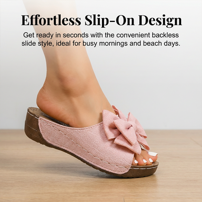 👡 50 % RABATT! 🎀 Tåöppna sandaler med kilklack och rosett för damer – eleganta, bekväma och perfekta för sommaren och festliga tillfällen 🌸