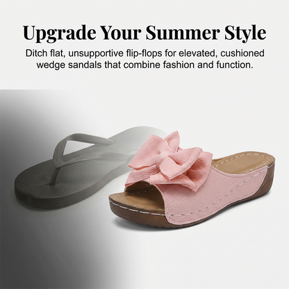👡 50 % RABATT! 🎀 Tåöppna sandaler med kilklack och rosett för damer – eleganta, bekväma och perfekta för sommaren och festliga tillfällen 🌸