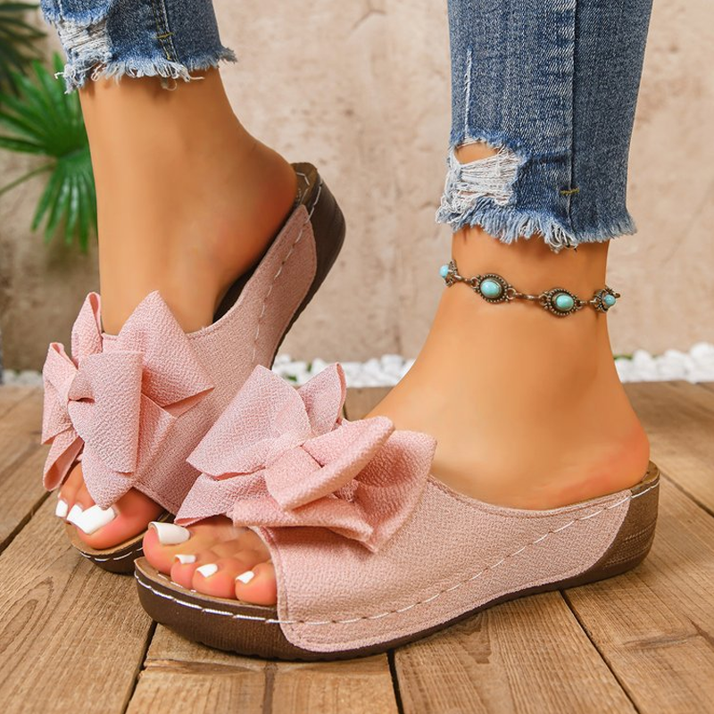 👡 50 % RABATT! 🎀 Tåöppna sandaler med kilklack och rosett för damer – eleganta, bekväma och perfekta för sommaren och festliga tillfällen 🌸