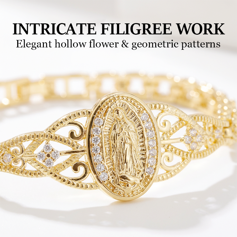 📿 50% RABATT NU! 🌸 Elegant Ihålig Blomma Jungfru Maria Armband – Delikat Design, Hypoallergen & Perfekt för Dagligt Tro-inspirerat Bruk ✨