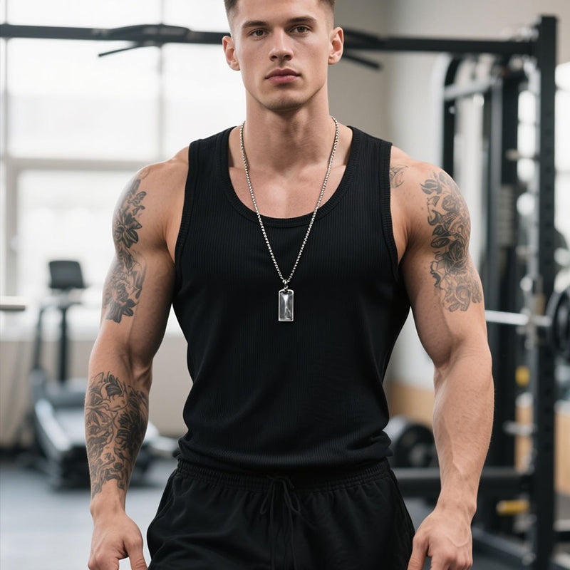 Mäns Bomull Fitness Tank Top