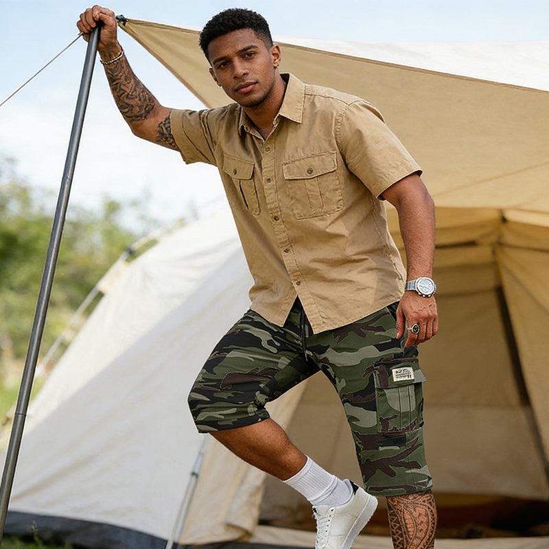 🩳 50% RABATT 🗺️ | Herr Camouflage Cargo-Shorts – Många Fickor & Avslappnad Passform