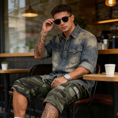 🩳 50% RABATT 🗺️ | Herr Camouflage Cargo-Shorts – Många Fickor & Avslappnad Passform