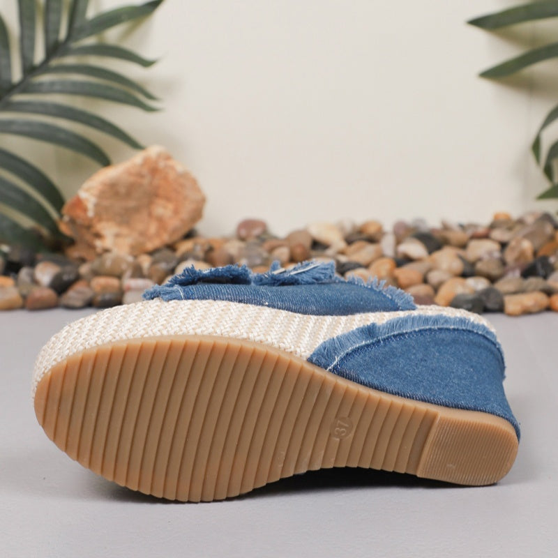 Casual Denim Platform Slide Sandals för kvinnor
