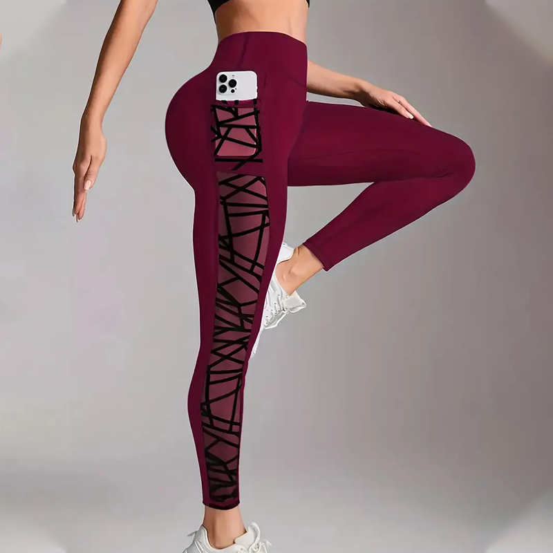 💐 50% RABATT 🔥 | Formgivande Leggings med Hög Midja – Nätpanel & Hjärtmönster