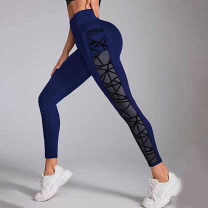 💐 50% RABATT 🔥 | Formgivande Leggings med Hög Midja – Nätpanel & Hjärtmönster