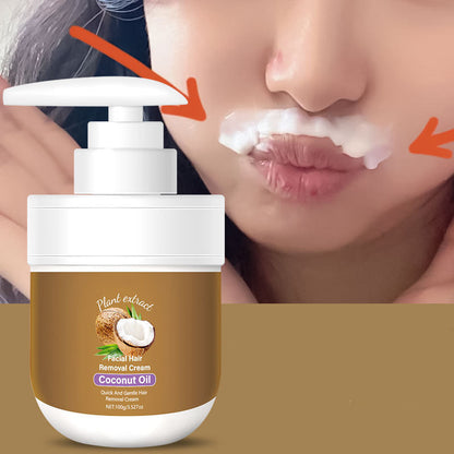🎁 Köp 2 få 1 GRATIS! 🥥✨ Kokosnötkräm för hårborttagning i ansiktet – Mild och effektiv（Lämplig för användning på hela kroppen）